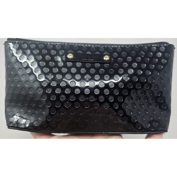 Kate Spade New York Amy Beale Street Black PVC Cosmetic Case 9"x4" - Picture 2 of 11